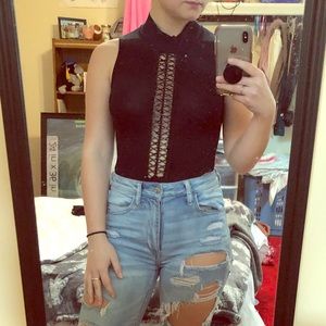 Black high neck body suit!